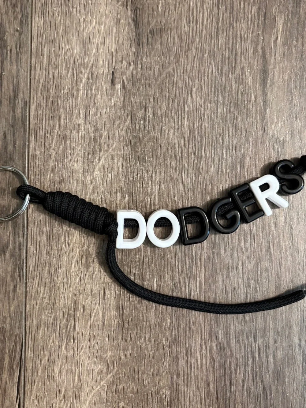 black and white handmade dodgers keychain